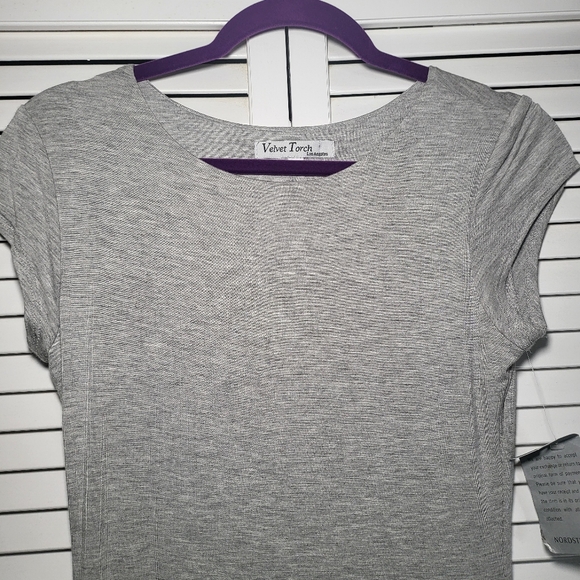 GREY Slip On Cap Sleeves Midi dress Velvet Torch M - Picture 9 of 9